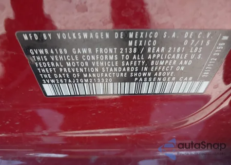 2016 Volkswagen Jetta 1.4T S from USA, damaged, VIN 3VW267AJ2GM213320